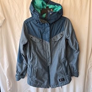 Nike SB Jacket Coat Women's Size S Hooded Blue Green Ski Snow Snowboard